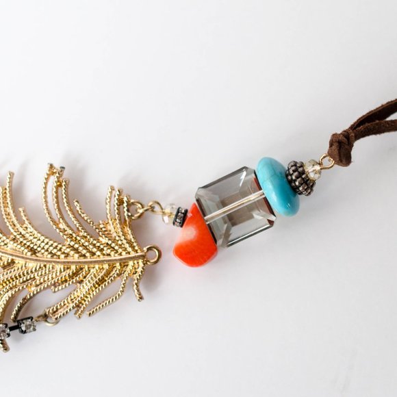 Vintage Boho Bib Necklace, Vintage Artisan Asymmetrical Statement Necklace - Picture 4 of 8